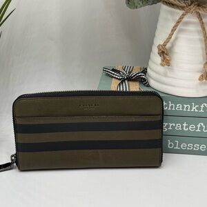 COACH Varsity Stripe Accordion Zip Wallet - Surplus Black Leather